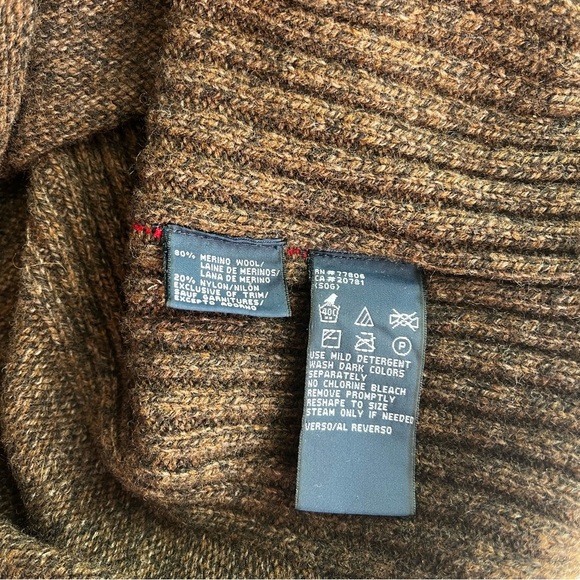 Tommy Hilfiger• Brown & Red Merino Wool Turtleneck Sweater• Sz M - Picture 7 of 11